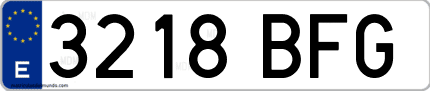Ejemplo de matrícula de coche ordinaria 3218 BFG