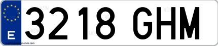 Ejemplo de matrícula española 3218 GHM
