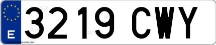 Ejemplo de matrícula española 3219 CWY