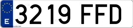 Ejemplo de matrícula española 3219 FFD