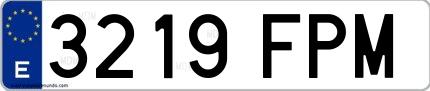 Ejemplo de matrícula española 3219 FPM