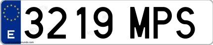 Ejemplo de matrícula española 3219 MPS