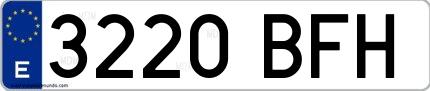 Ejemplo de matrícula española 3220 BFH