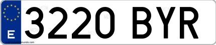 Ejemplo de matrícula española 3220 BYR
