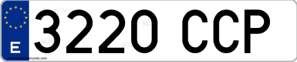 Ejemplo de matrícula de coche ordinaria 3220 CCP