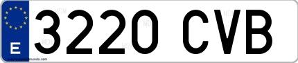 Ejemplo de matrícula española 3220 CVB