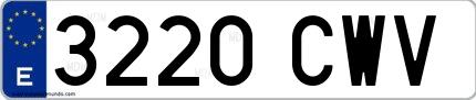 Ejemplo de matrícula española 3220 CWV