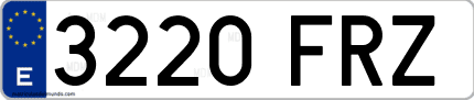 Ejemplo de matrícula de coche ordinaria 3220 FRZ