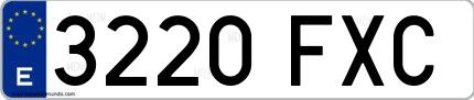 Ejemplo de matrícula española 3220 FXC