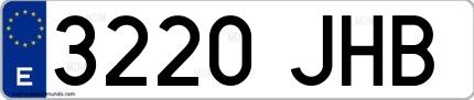 Ejemplo de matrícula española 3220 JHB