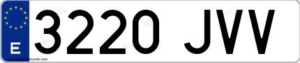 Ejemplo de matrícula española 3220 JVV