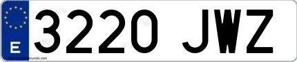 Ejemplo de matrícula española 3220 JWZ