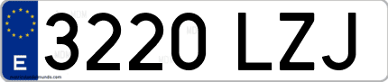 Ejemplo de matrícula de coche ordinaria 3220 LZJ
