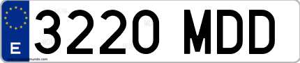Ejemplo de matrícula de coche ordinaria 3220 MDD
