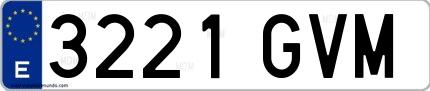 Ejemplo de matrícula española 3221 GVM