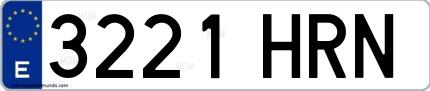Ejemplo de matrícula española 3221 HRN