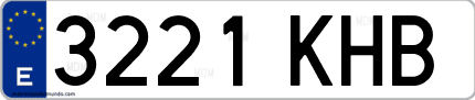 Ejemplo de matrícula de coche ordinaria 3221 KHB