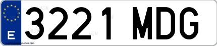 Ejemplo de matrícula española 3221 MDG