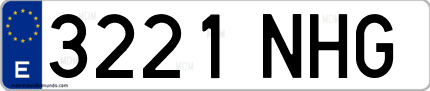 Ejemplo de matrícula de coche ordinaria 3221 NHG