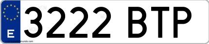 Ejemplo de matrícula española 3222 BTP