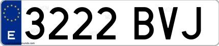 Ejemplo de matrícula española 3222 BVJ