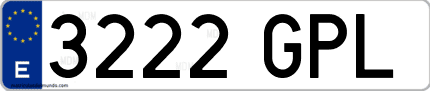 Ejemplo de matrícula de coche ordinaria 3222 GPL