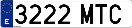 Ejemplo de matrícula española 3222 MTC