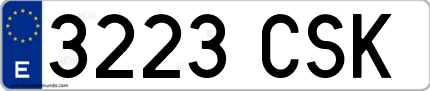 Ejemplo de matrícula de coche ordinaria 3223 CSK