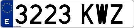 Ejemplo de matrícula española 3223 KWZ