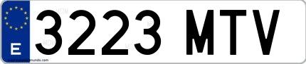 Ejemplo de matrícula española 3223 MTV