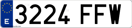 Ejemplo de matrícula de coche ordinaria 3224 FFW