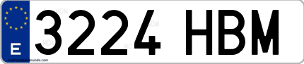 Ejemplo de matrícula de coche ordinaria 3224 HBM