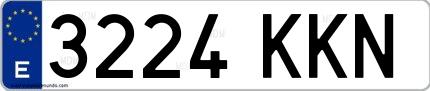 Ejemplo de matrícula española 3224 KKN