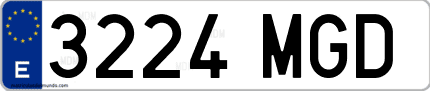 Ejemplo de matrícula de coche ordinaria 3224 MGD