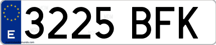 Ejemplo de matrícula de coche ordinaria 3225 BFK
