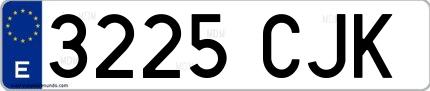 Ejemplo de matrícula española 3225 CJK