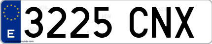 Ejemplo de matrícula de coche ordinaria 3225 CNX