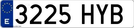 Ejemplo de matrícula española 3225 HYB