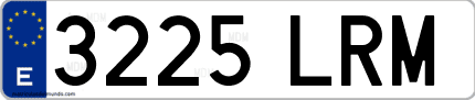 Ejemplo de matrícula de coche ordinaria 3225 LRM