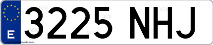 Ejemplo de matrícula de coche ordinaria 3225 NHJ