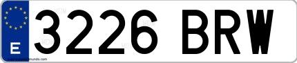 Ejemplo de matrícula de coche ordinaria 3226 BRW