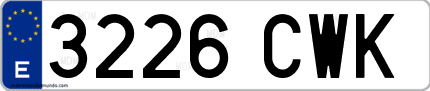Ejemplo de matrícula de coche ordinaria 3226 CWK