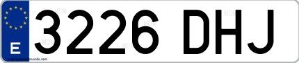 Ejemplo de matrícula española 3226 DHJ