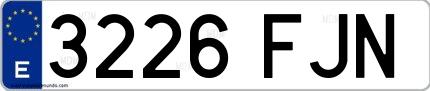 Ejemplo de matrícula española 3226 FJN