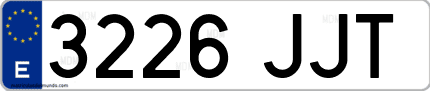 Ejemplo de matrícula de coche ordinaria 3226 JJT