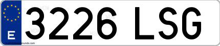 Ejemplo de matrícula española 3226 LSG