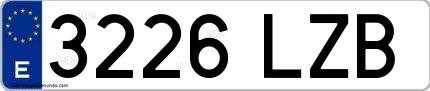 Ejemplo de matrícula española 3226 LZB