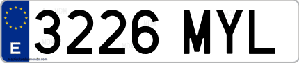 Ejemplo de matrícula de coche ordinaria 3226 MYL