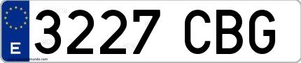 Ejemplo de matrícula española 3227 CBG