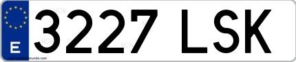 Ejemplo de matrícula española 3227 LSK